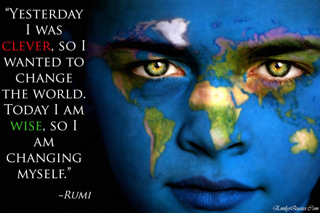 Building Bridges or Building Walls - Providence Holistic Counseling Services - Rumi - Change - Portrait of a boy with the map of the world painted on his face.