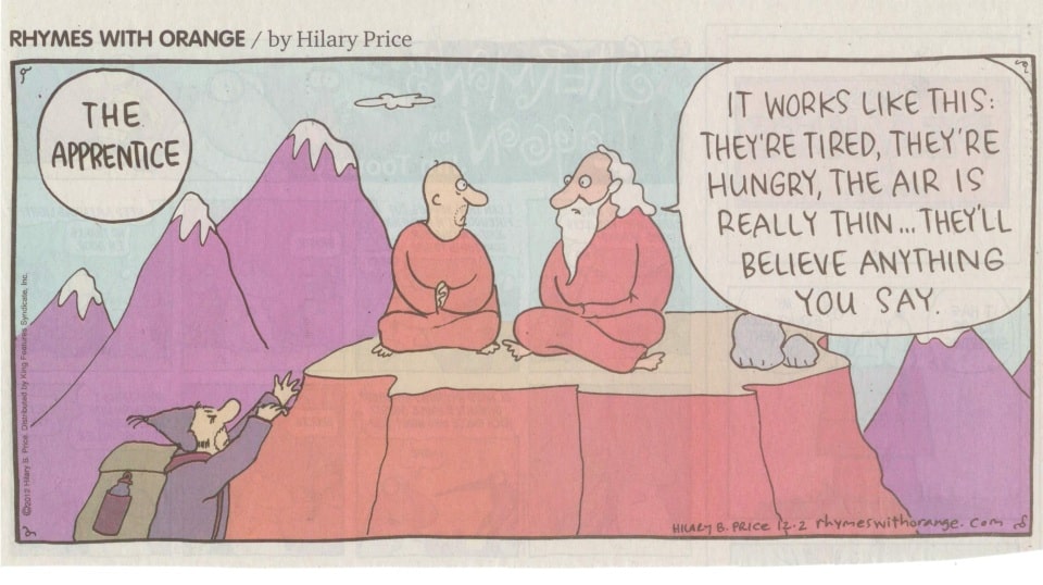 Rock Stars and Groupies: Narcissistic Co-Dependence in the Yoga Teacher-Student Relationship - Providence Holistic Counseling Services - gurus-and-thin-air comic